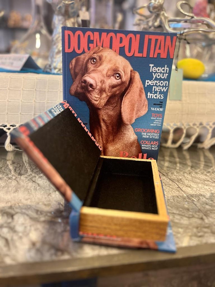 Small Dog Dogmopolitan storage box,  Dog design book boxes 