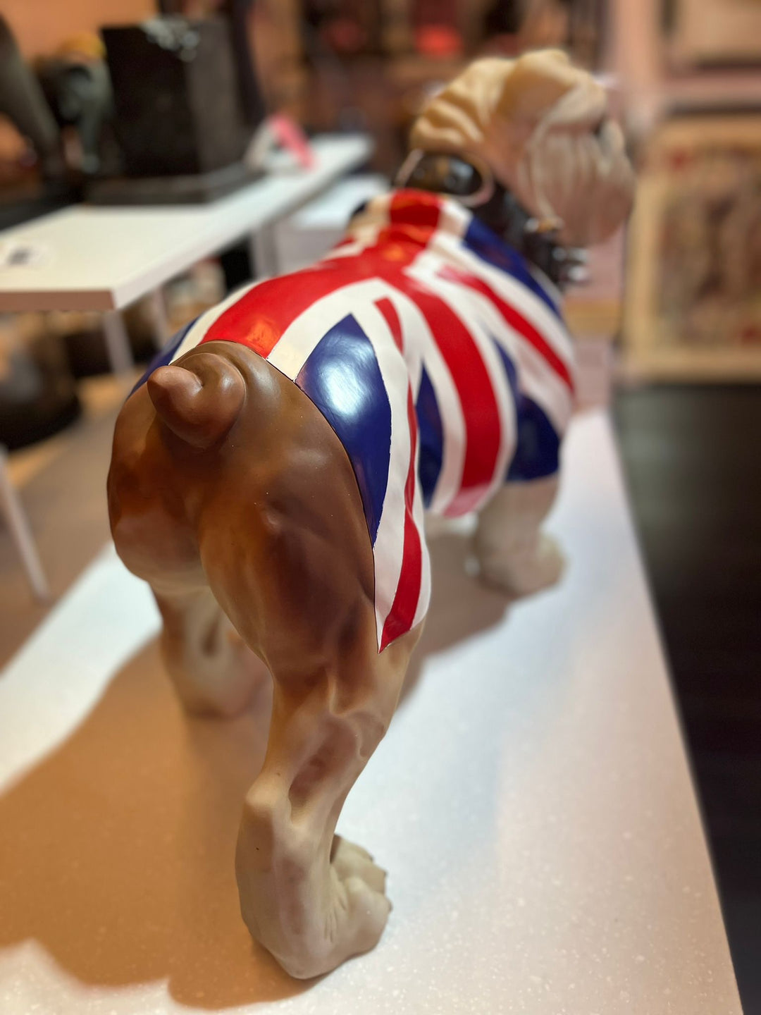 British Bulldog in Union Jack Coat, Large English Bulldog Standing Figure