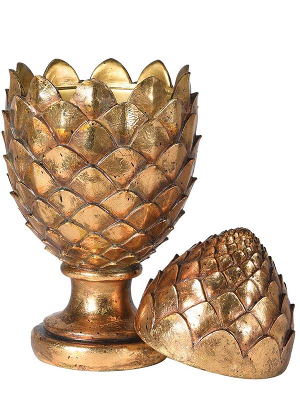 Gold Artichoke Jar with Lid, 23cm
