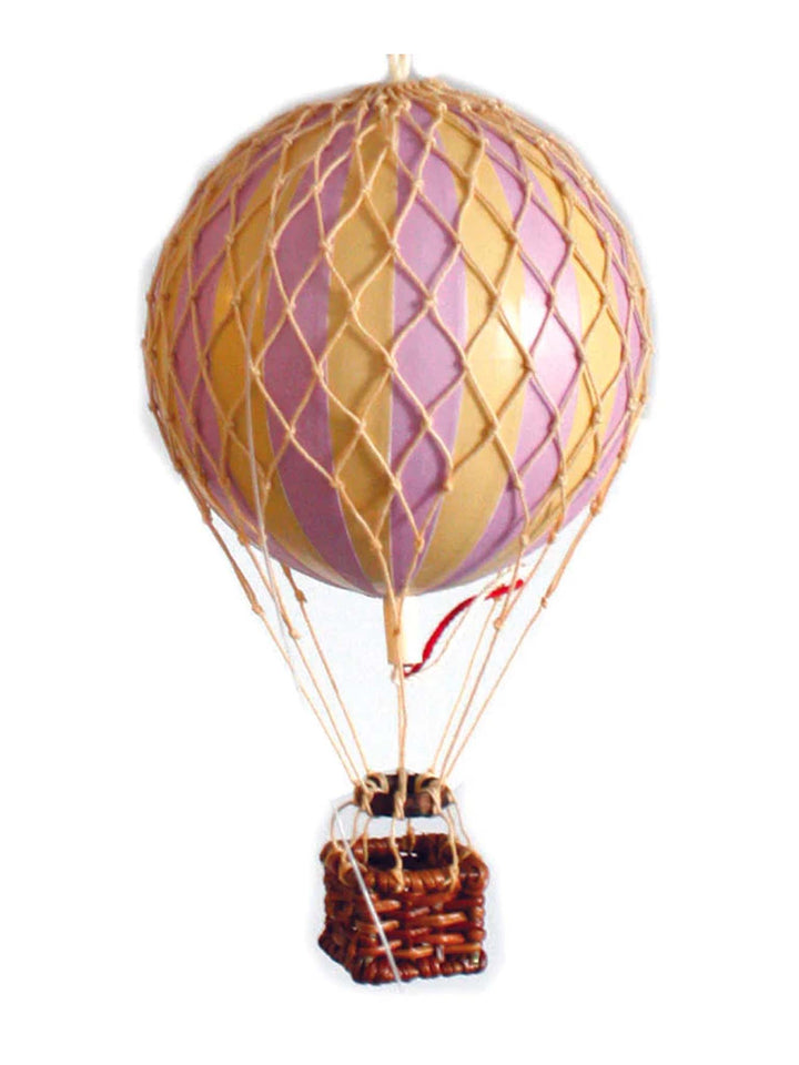 purple pink balloon, red hot air balloon replica model, 