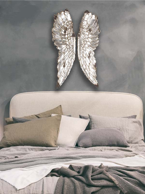 Distressed Silver Wings Wall Décor, 100 x 62cm