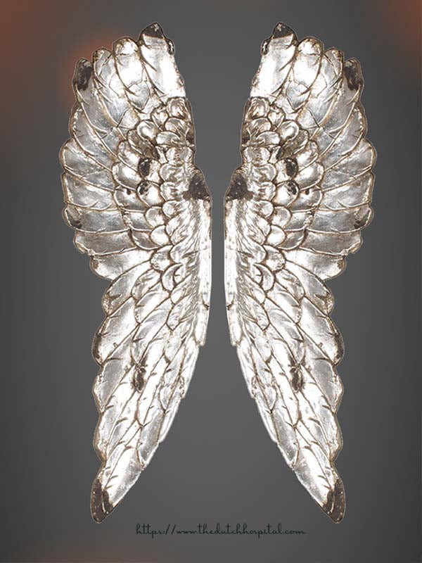 Distressed Silver Wings Wall Décor, 100 x 62cm