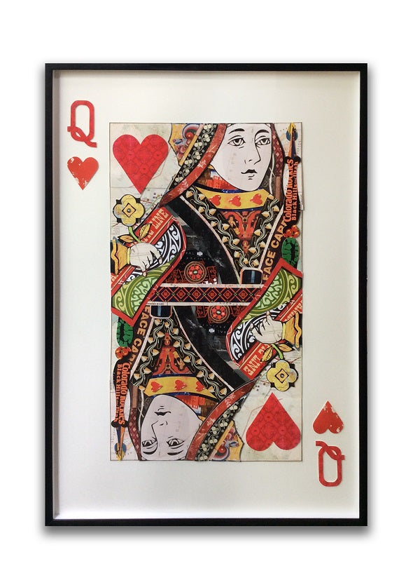 Queen of Hearts, Play Cards Queen Collage Wall Art
