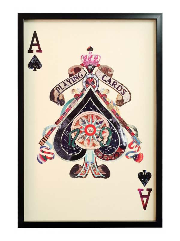 Playing Card Wall Art, Playing Card Collage Artwork Ace of Spades 90cm
