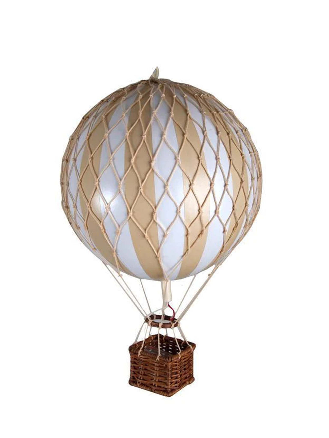 white cream balloon, red hot air balloon replica model, 