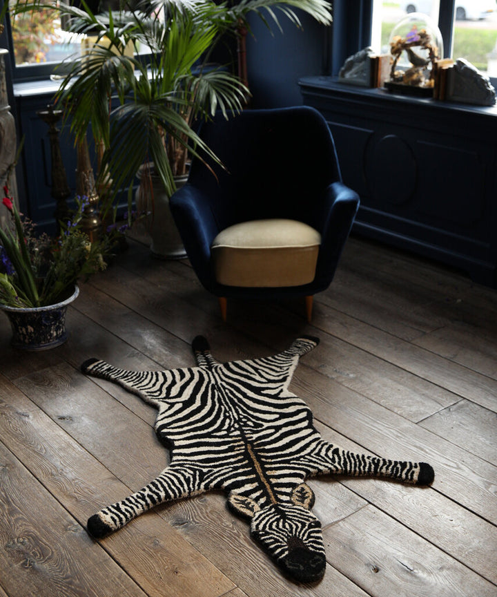 Hand Tufted Large Zebra Rug, Wool Rugs